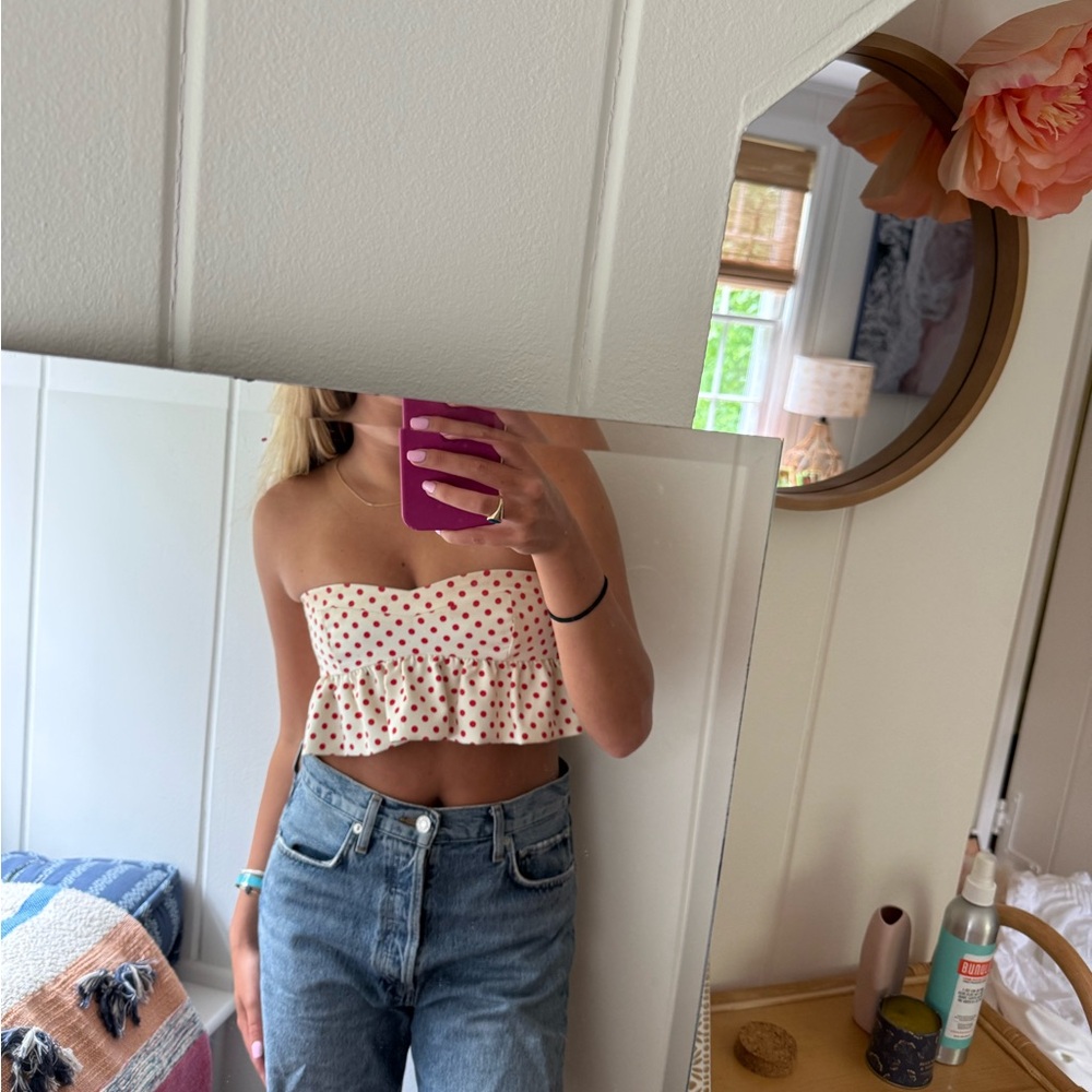 Polka Dot Strapless Top
